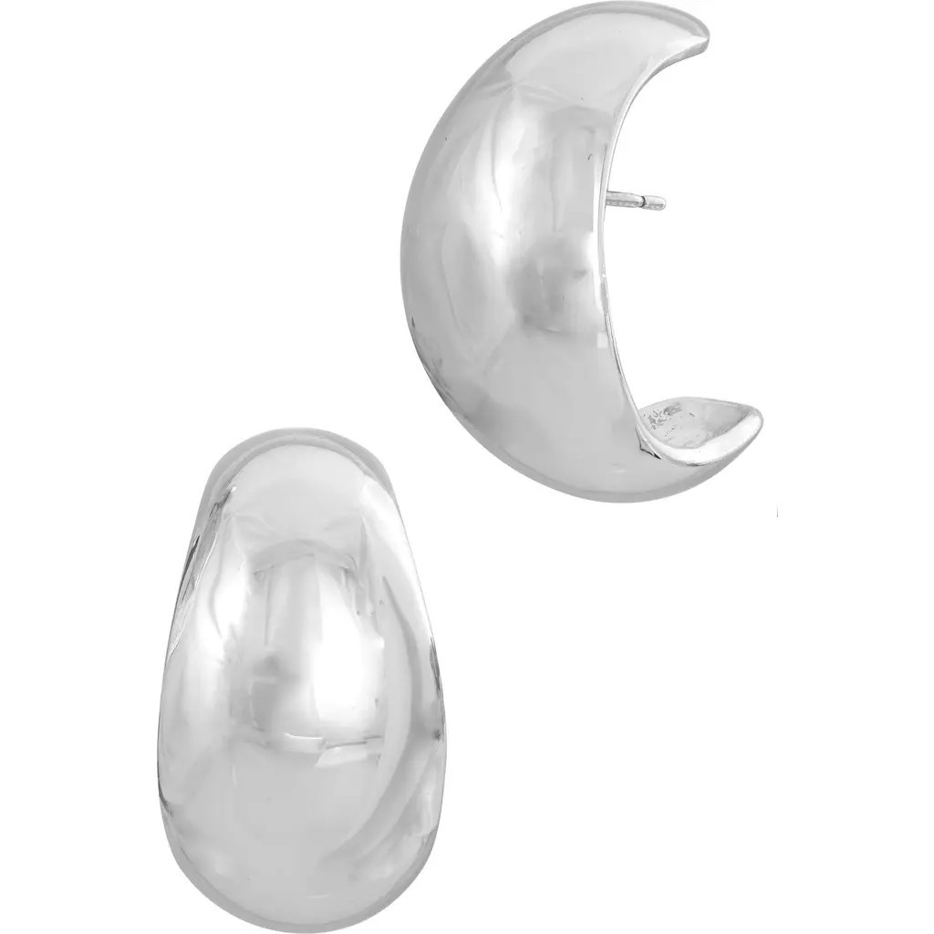 SAVVY CIE JEWELS Wide Moon Half Hoop Earrings in Silver at Nordstrom Rack | Nordstrom Rack