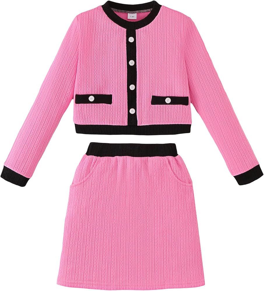 Girls Two Piece Outfits Fall Winter Clothes Sweater Skirt Set 7-14Y | Amazon (US)