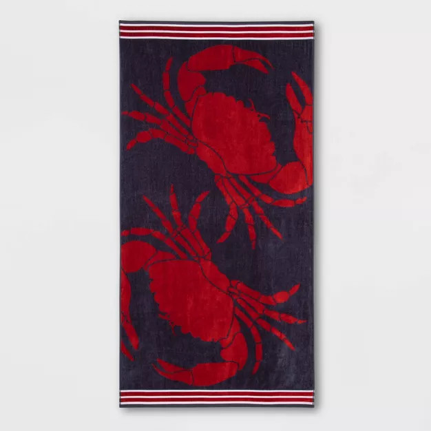 XL Crab Icon Beach Towel Navy - Sun Squad™ | Target