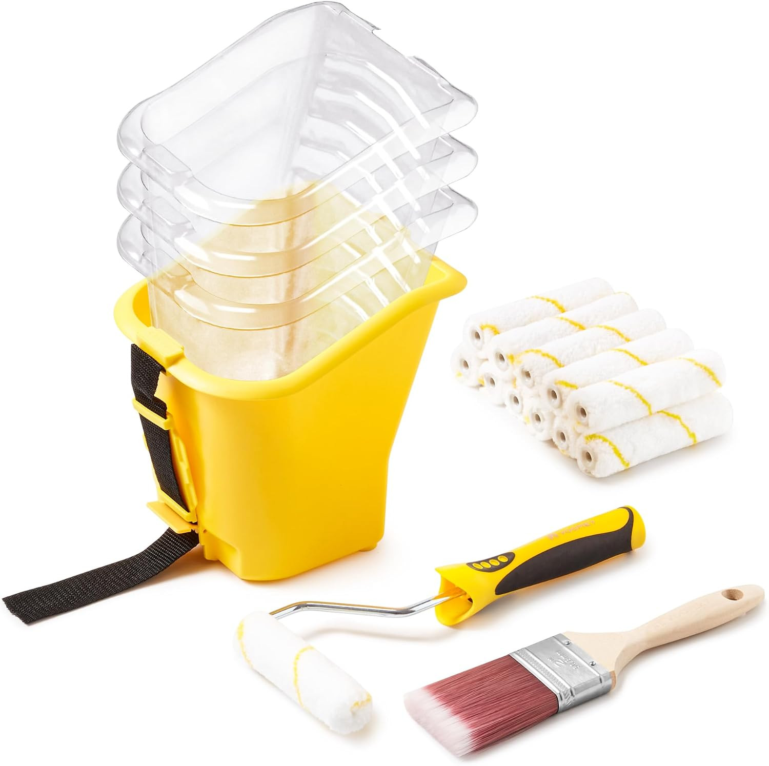 Voomey 18 Pcs Paint Bucket Hand Held, Paint Cup 4 Inch, Paint Brush, Integrated Magnetic Brush Grip, Suitable for Decoration, Repairs, Small Paint and Coating Projects | Amazon (US)