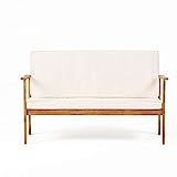 Christopher Knight Home Luciano Outdoor Acacia Wood Bench with Water Resistant Fabric Cushions, B... | Amazon (US)