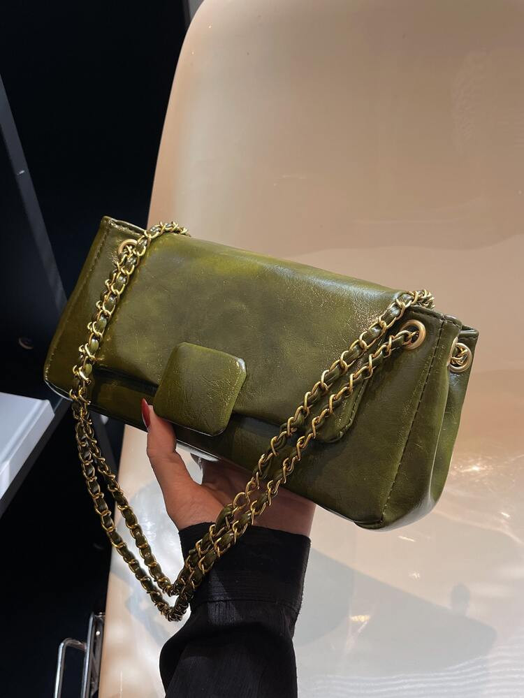 Minimalist Flap Chain Baguette Bag | SHEIN