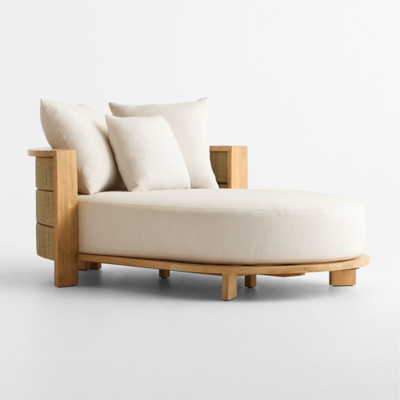 Bali 51"" Natural Teak Chaise Daybed with Nova Glow Sunbrella ® Cushions | Crate & Barrel