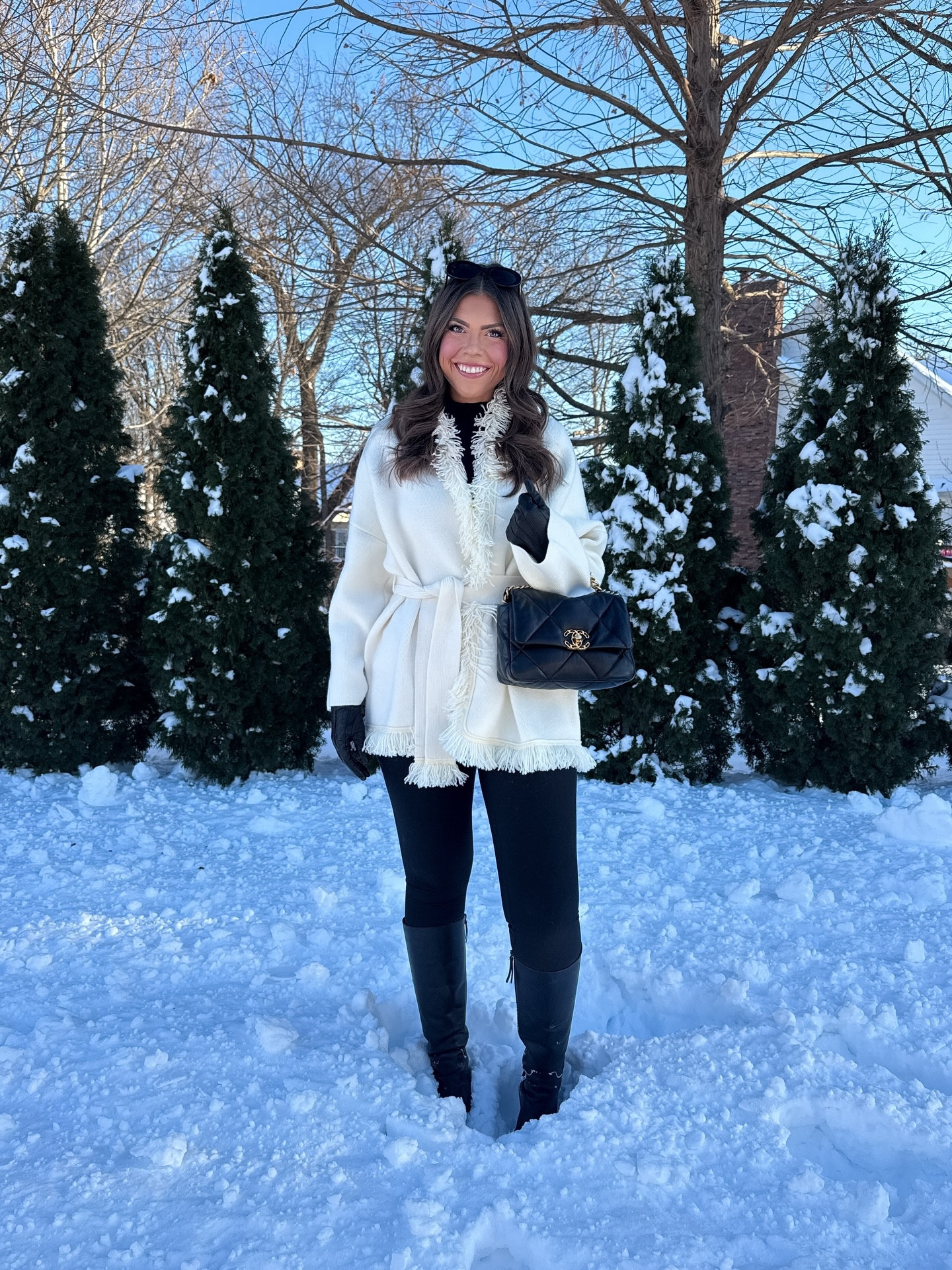 Snow Day OOTD!!❄️ 

Sizing:
Fringe Cardigan - size XS/S (runs big)
Ribbed Mockneck Sweater - size Medium
Leggings - size Medium long (tts & I am 5’10)
Boots - tts

@oddmuselondon @reformation @abercrombie @bananarepublic

#LTKootd #LTKSeasonal
