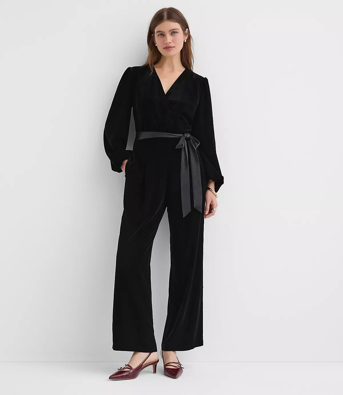Velvet Wrap Jumpsuit | LOFT
