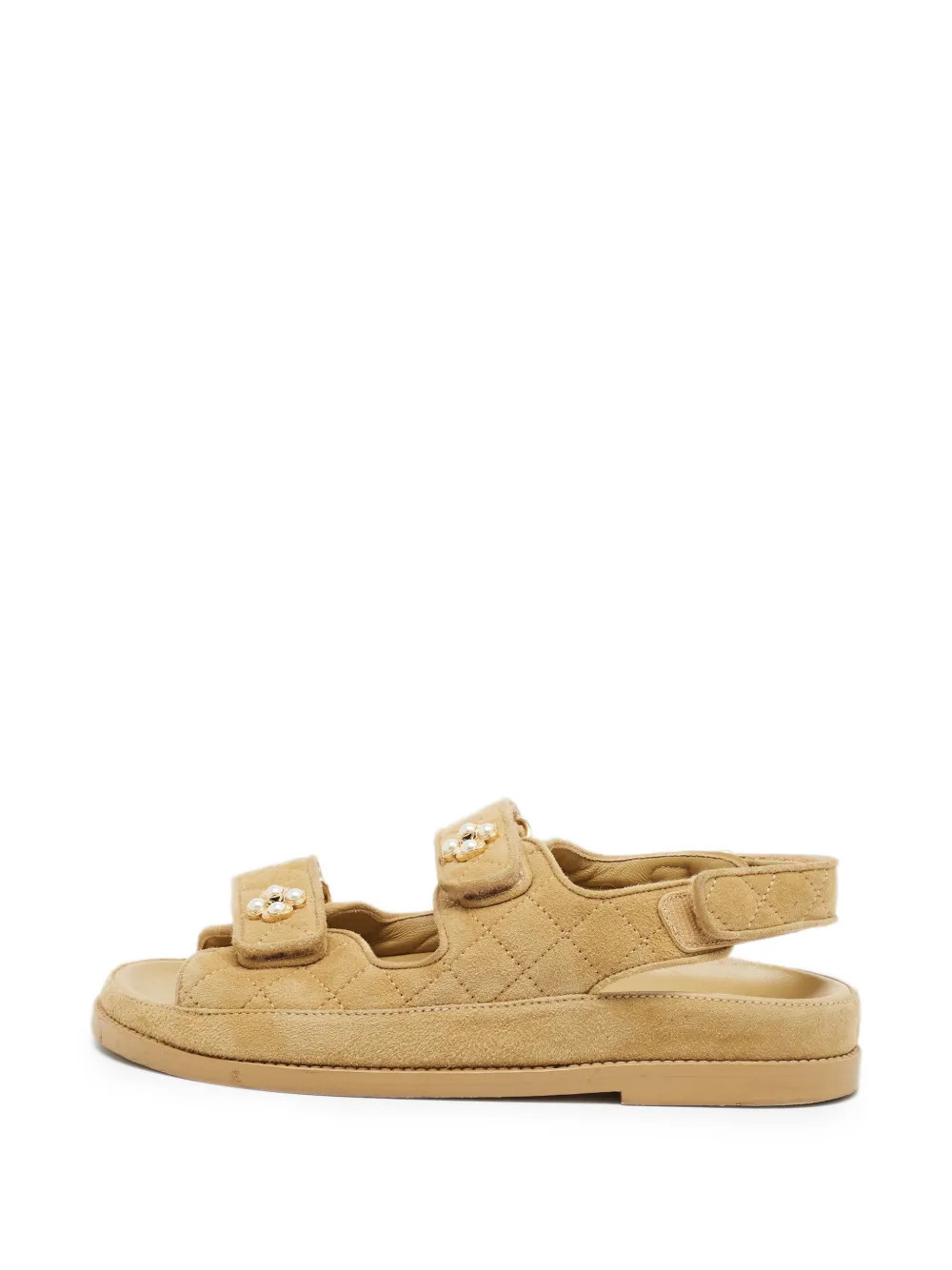 CHANEL Pre-Owned Dad quilted slingback flat sandals - Brown | Farfetch Global
