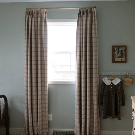 Stefana Silber Print Linen Blend Curtain Drapery Pleated | TWOPAGES