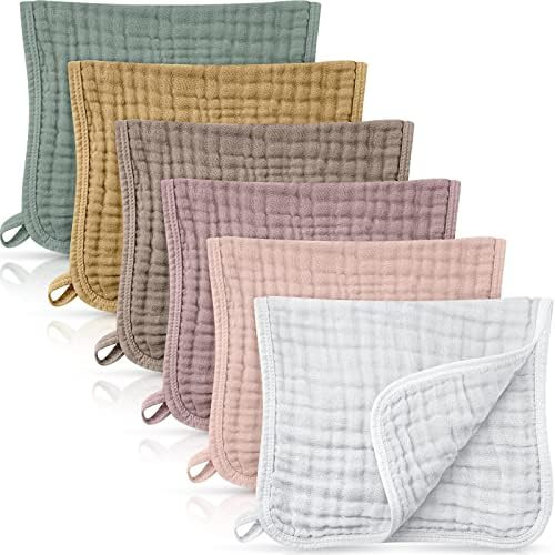 Irenare 6 Pieces Large 20 x 10 Inch Muslin Burp Cloths Multi-Colors Muslin Washcloths Baby Burpin... | Amazon (US)