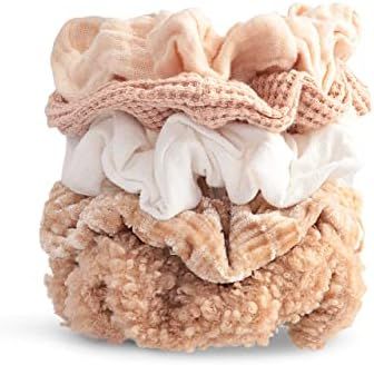 Kitsch Ultra Textured Scrunchies for Women, Hair Scrunchies, Ponytail, 5 Pack (Sand) | Amazon (US)