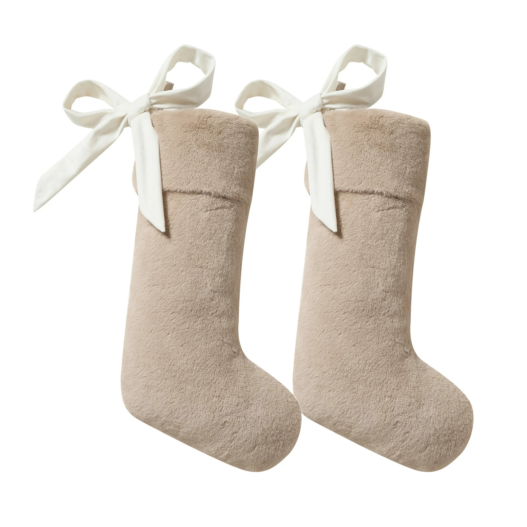 My Texas House Grace Taupe Faux Fur Christmas Stockings, 20" x 10" (2 Count) | Walmart (US)