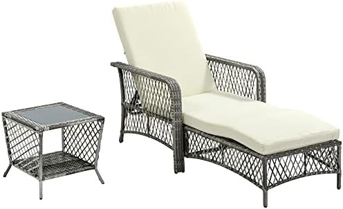 Outsunny Wicker Patio Lounge Set, Deluxe Outdoor PE Rattan Sun Lounger Recliner Chair, Chaise Lou... | Amazon (CA)