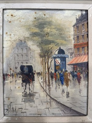 Vintage Oil Painting Of Paris Street Scene Framed Signed Contemporary Artwork | eBay US