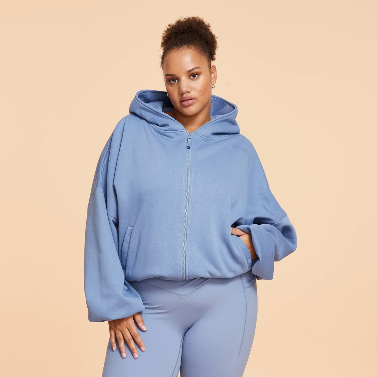 Blogilates Women's Marshmallow Full Zip Hooded Sweatshirt - Light Pink L | Target