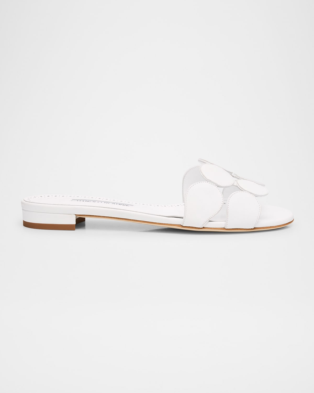 Circle-Cut Leather Flat Slide Sandals | Neiman Marcus