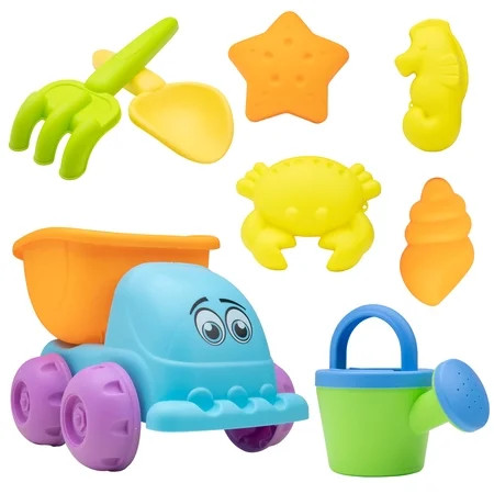 USA Toyz Beach Toys for Toddlers - 8pk Sandbox Toys for Kids with Dump Truck, Sea Animal Sand Molds, | Walmart (US)