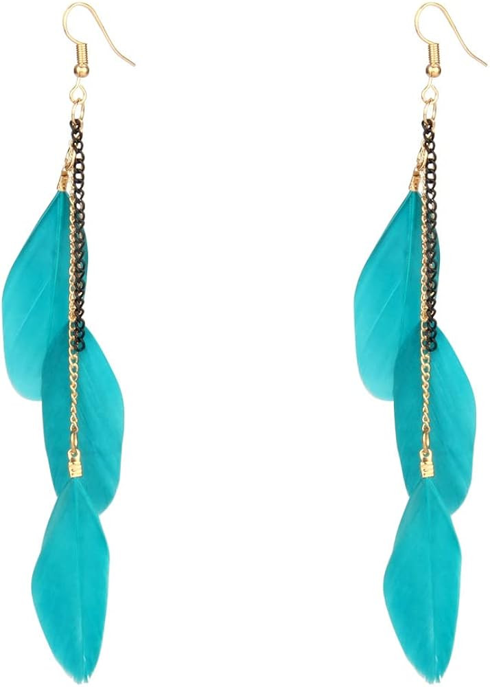 Boho Piercing Jewelry Tassel Feather Dangle Drop Long Chain Earrings Retro Lightweight Earrings f... | Amazon (US)