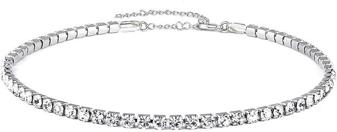 EFTOM Rhinestone Choker Necklaces Silver Sparkling Diamond Choker Crystal Bracelet Rhinestone Nec... | Amazon (US)