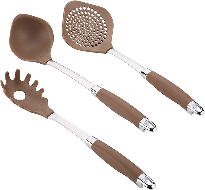Anolon Gadgets Utensil Kitchen Pasta Cooking Tools Set, 3 Piece, Bronze Brown | Amazon (US)