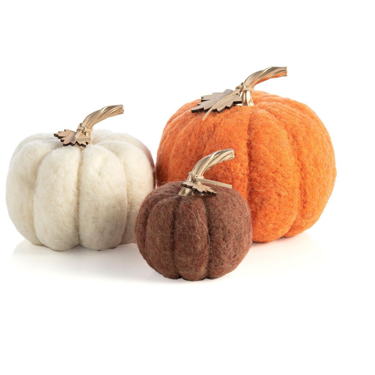 Shiraleah Assorted Set Of 3 Felt Fall Decorative Pumpkins | Target