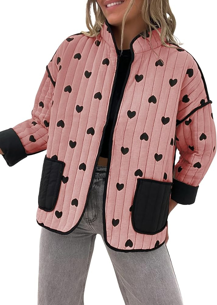 Omoone Women's Cropped Quilted Jacket Floral Printed LightWeight Padded Puffer Cardigan Coat Outw... | Amazon (US)