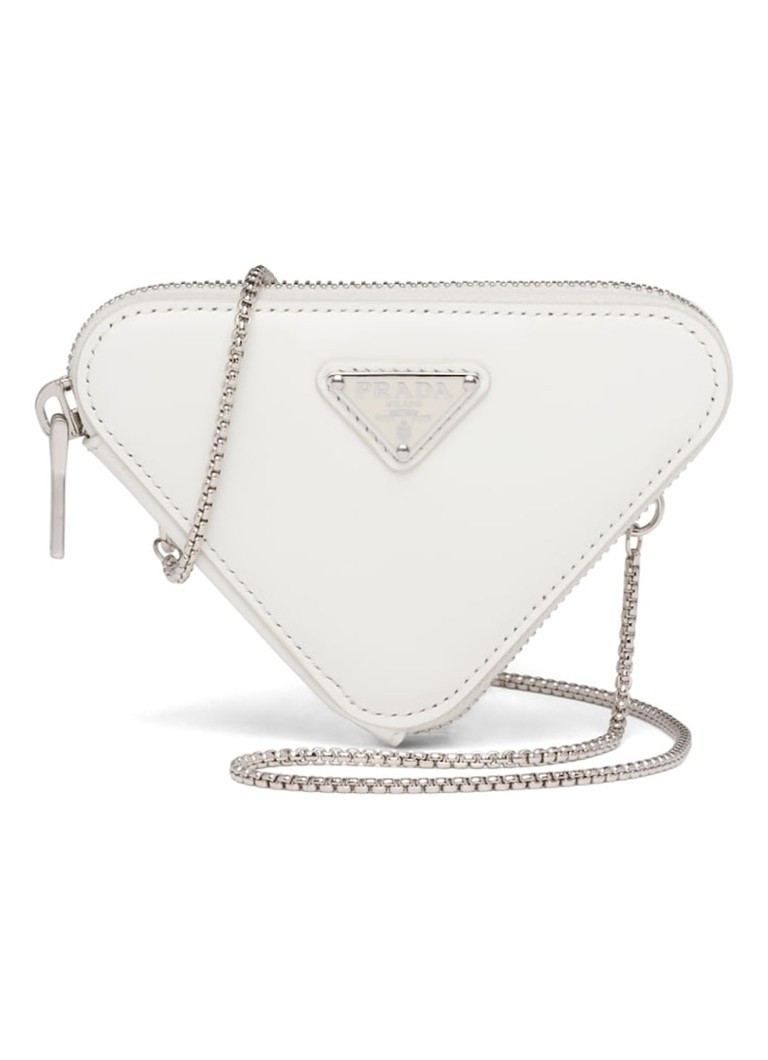 Prada Mini clutch van leer met afneembare schouderriem • Wit • de Bijenkorf | De Bijenkorf (NL)