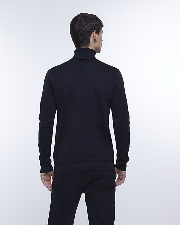 Black Slim fit Roll Neck Knitted jumper | River Island (UK & IE)