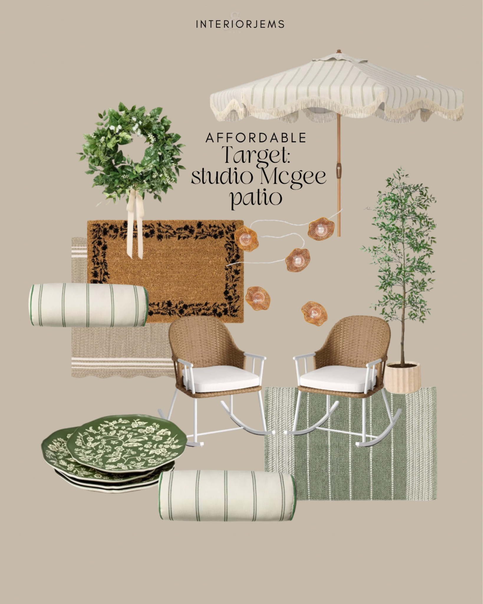 Studio McGee for target patio, porch and patio furniture, outdoor dinnerware, outdoor pillows, outdoor doormat, scalloped umbrella, Boho style umbrella, outdoor tree, outdoor furniture

#LTKHome #LTKStyleTip #LTKSaleAlert