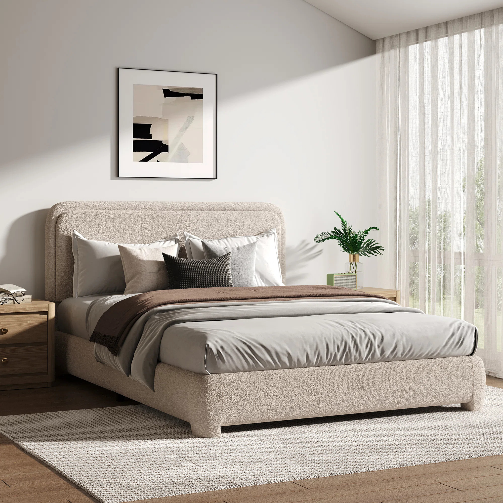 Bensu Boucle Upholstered Platform Bed | Wayfair North America
