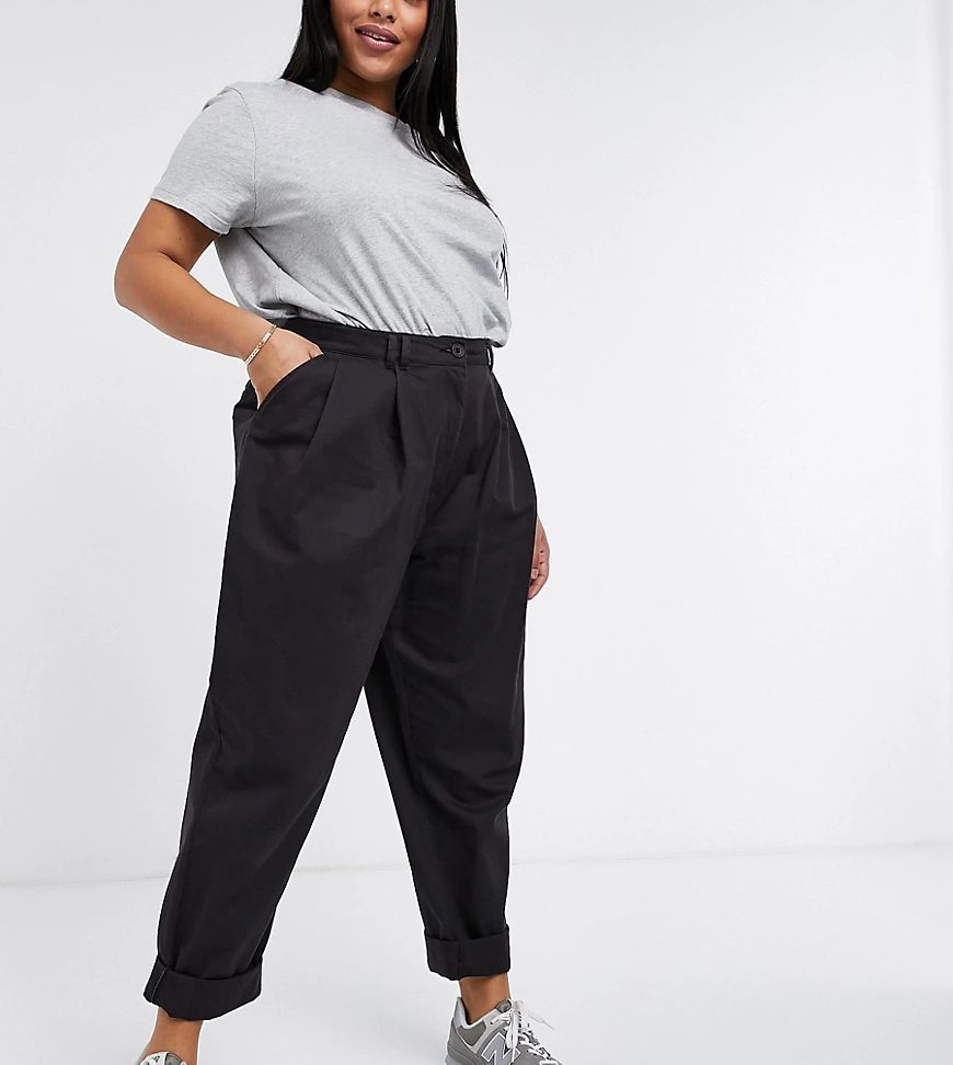 ASOS DESIGN Curve ovoid pleat front peg pants in charcoal-Brown | ASOS (Global)