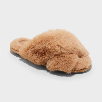Women's Paris Crossband Slide Slippers - Auden™ Tan L | Target