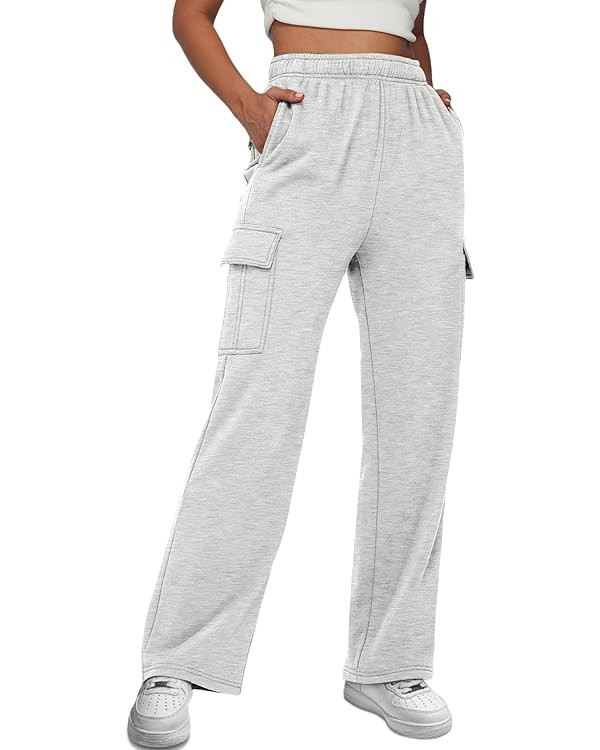 AUTOMET Womens Cargo Sweatpants Casual Baggy Fleece High Waisted Joggers Pants | Amazon (US)