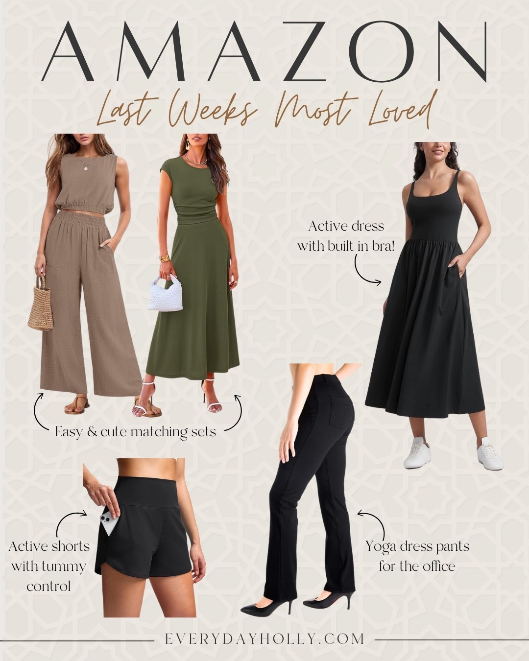 Amazon’s most loved finds from last week are a mix of comfort, versatility, and everyday staples! From the matching set that’s perfect for summer to the active dress with a built in bra and the yoga pants that look office ready, these are the pieces everyone has been loving.

Amazon fashion, matching set, active dress, built in bra dress, tummy control shorts, yoga dress pants, workwear finds, casual outfits, summer fashion, activewear favorites, comfortable style, Amazon best sellers, wardrobe staples, EverydayHolly

#LTKOver40 #LTKPetite #LTKootd