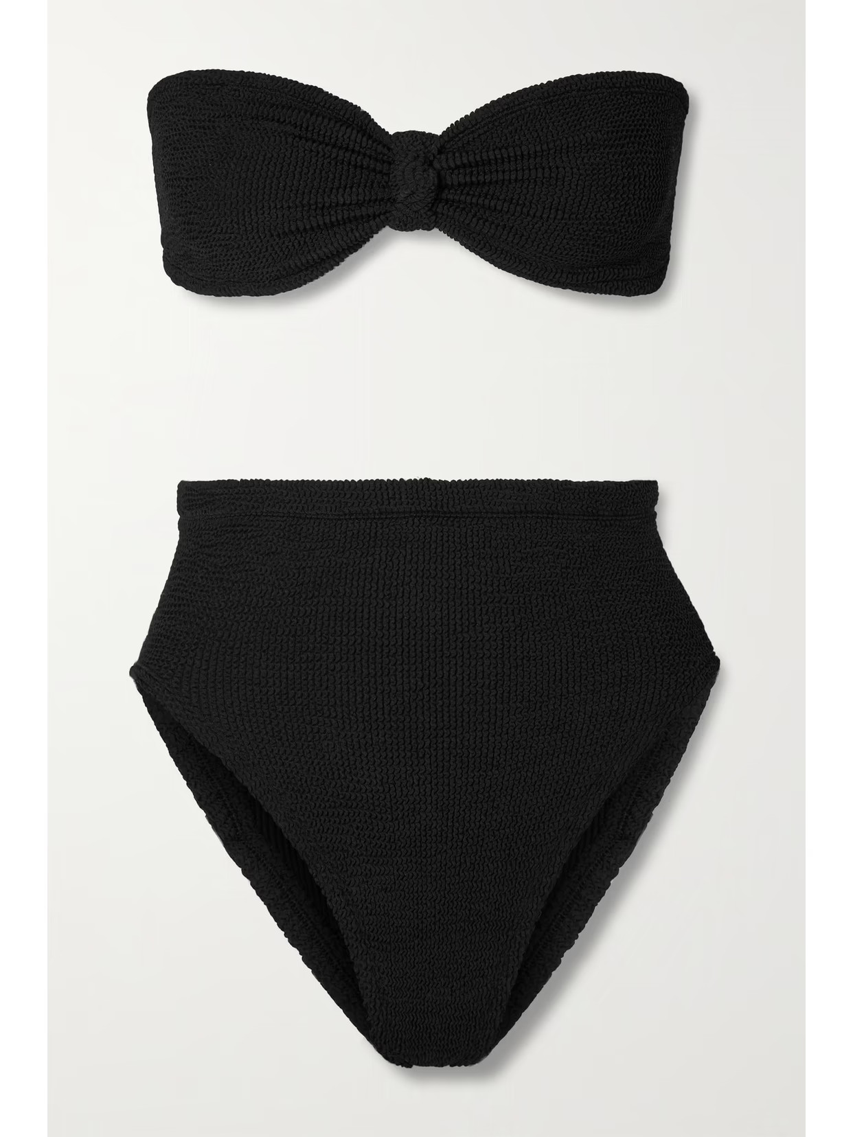 Hunza G - + Net Sustain Rosie Seersucker Bandeau Bikini - Black | NET-A-PORTER (US)