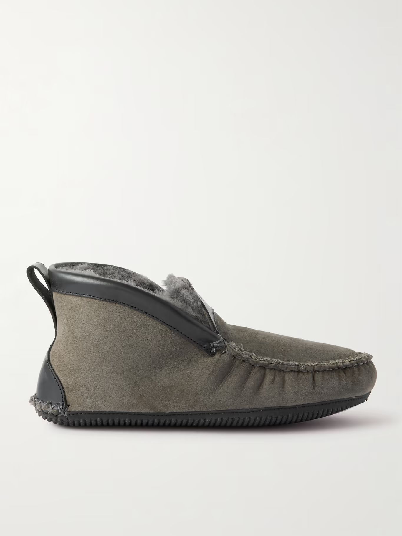 Leather-Trimmed Shearling-Lined Suede Slippers | Mr Porter (US & CA)