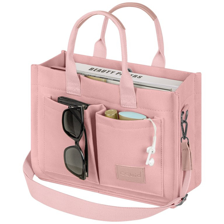 Canvas Tote Bag for Women With Pockets, Laptop Work Crossbody Everyday Satchel, Purses Everything... | Walmart (US)