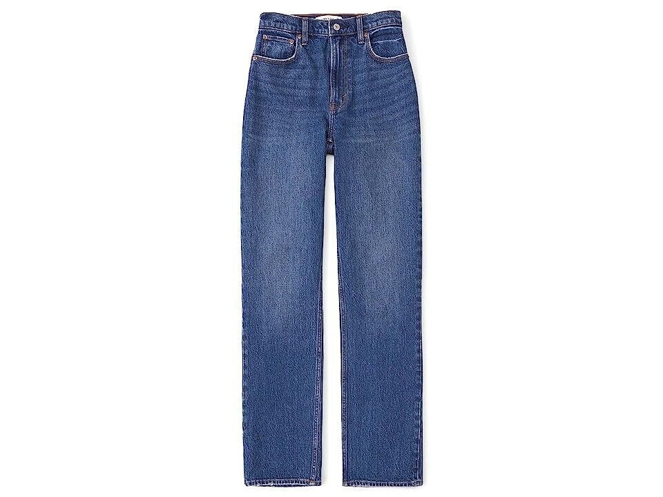 Women's Abercrombie & Fitch Ultra Jeans Blue High-Rise Straight Leg 90s ERK998 | Shop Simon