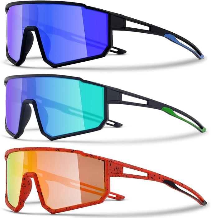 3PACK Kids Sunglasses for 6-14 Boys Girls, Youth Baseball and Cycling UV400 Protection Goggles | Amazon (US)