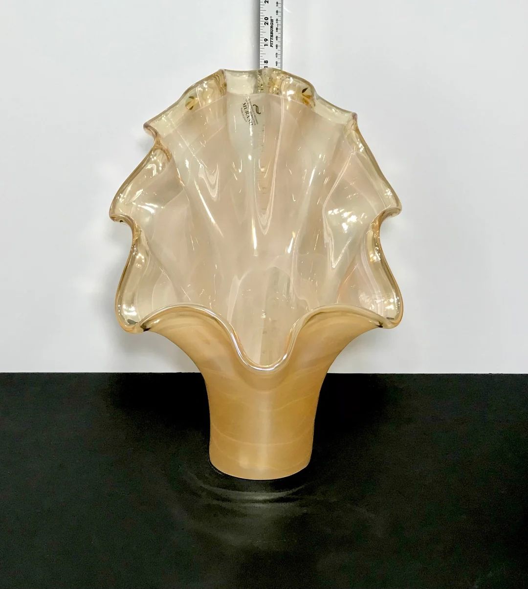 Murano Art Glass Handkerchief, Clam Shell Vase, Gold Pearl Luster Crystal 17 3/4” Tall Vase, No... | Etsy (US)
