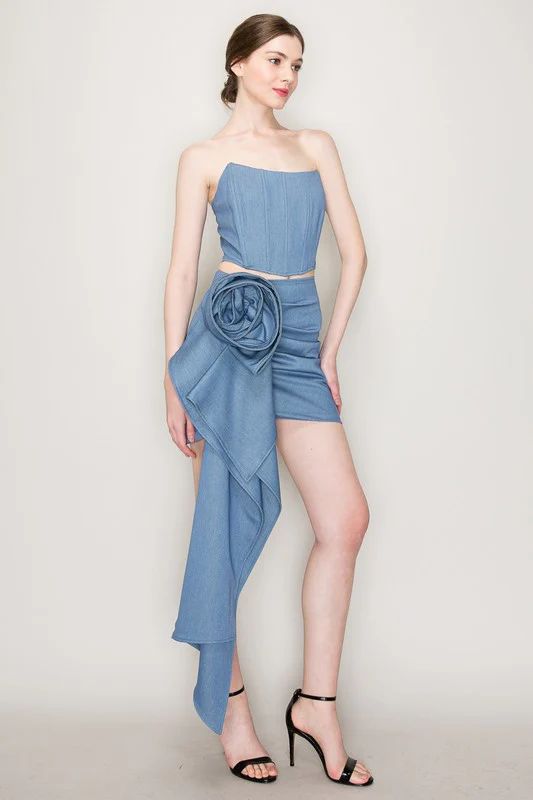 NEW!! Rose Denim Mini Skirt | Glitzy Bella