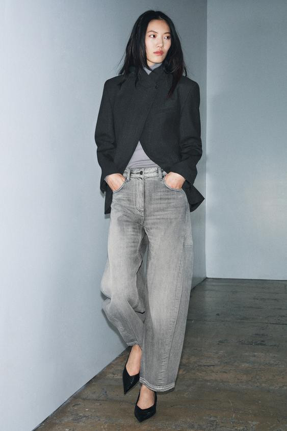 ZW COLLECTION MID-RISE ANKLE BALLOON JEANS | Zara US