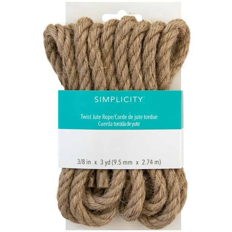 Simplicity Natural 3/8" Jute Twist Rope Trim, 3 Yards | Walmart (US)