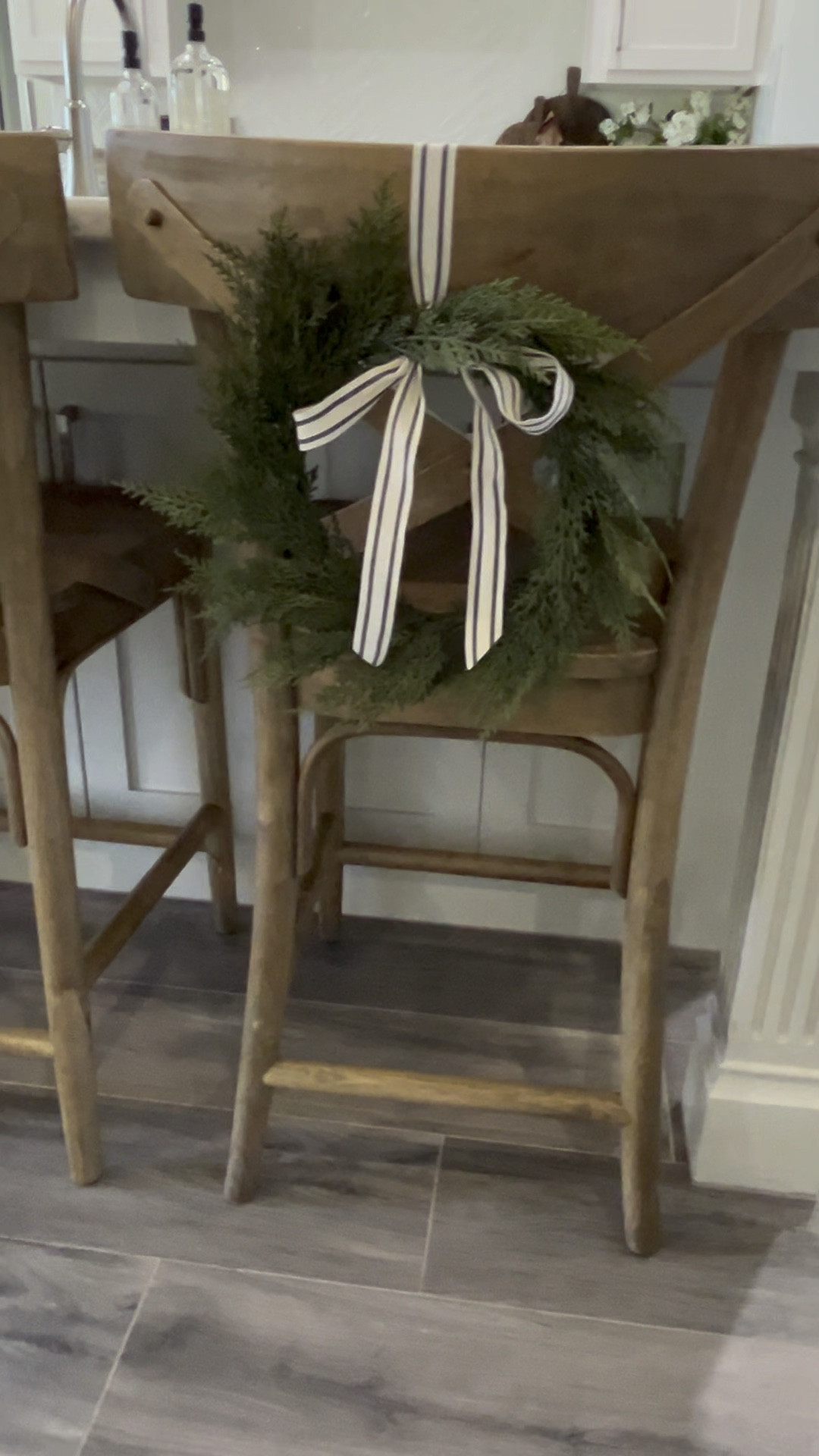 Add a special touch to your barstools or dining chairs. So cute! 

Barstools 
Wreath 
Ribbon 

#LTKHome #LTKStyleTip #LTKSeasonal