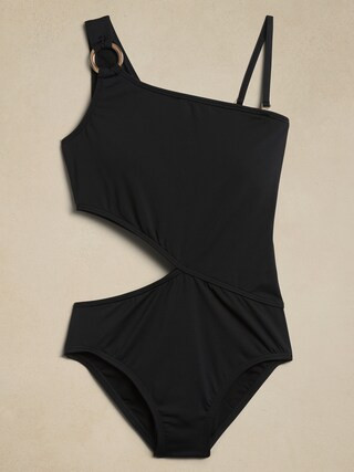 Asymmetrical Midriff Cut Out One Piece | Banana Republic Factory