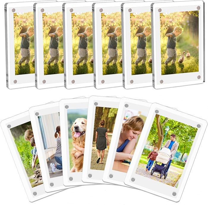 12 Packs Acrylic Fridge Magnetic Picture Frame Magnetic Polaroid Frames for Photos Instax Mini Fr... | Amazon (US)