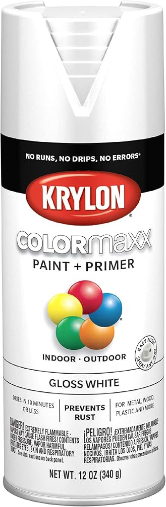 Krylon K05545007 COLORmaxx Spray Paint and Primer for Indoor/Outdoor Use, Gloss White 12 Oz (Pack... | Amazon (US)