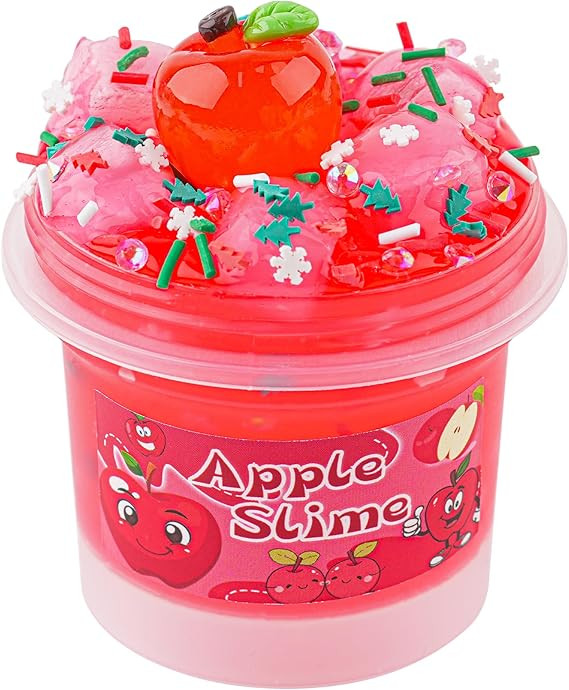 Christmas Stocking Stuffers for Kids, Apple Red Clear Slime With Jelly Cube Add-ins, Crunchy Sens... | Amazon (US)