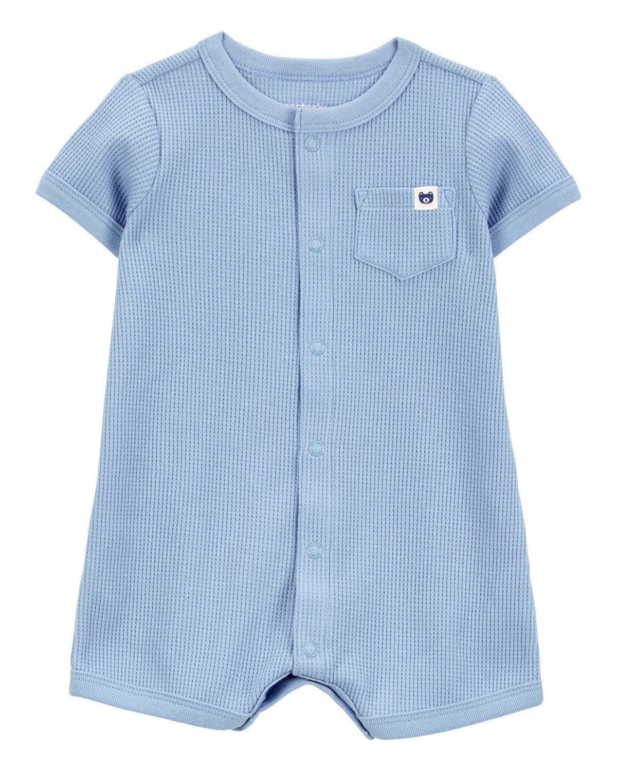 Baby Waffle Knit Short-Sleeve Romper - Blue | Carter's Inc