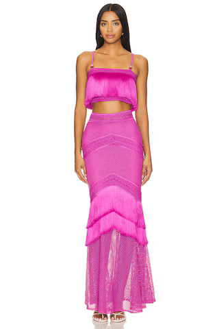 PatBO Fringe Maxi Skirt in Cerise from Revolve.com | Revolve Clothing (Global)