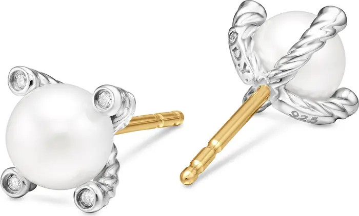 Small Freshwater Pearl & Diamond Stud Earrings | Nordstrom