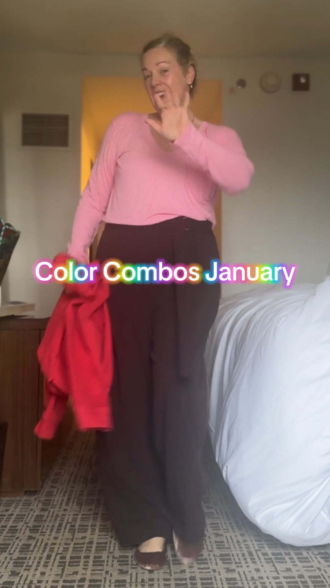 ❤️🩷🤎 color combo outfit today 

#LTKMidsize #LTKOver40 #LTKootd